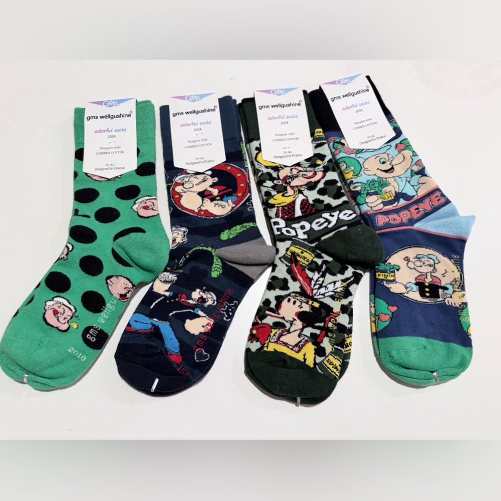 Graz Welliganbub Kids Popeye Socks Set - Green, Black, Blue